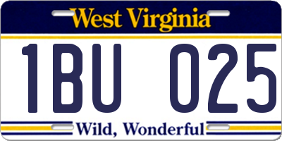 WV license plate 1BU025