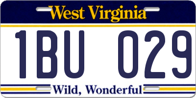 WV license plate 1BU029