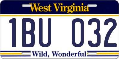 WV license plate 1BU032
