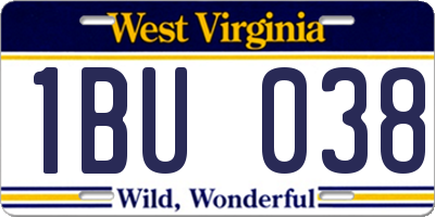 WV license plate 1BU038