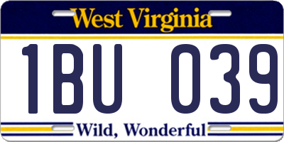 WV license plate 1BU039