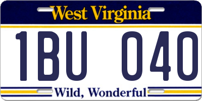WV license plate 1BU040