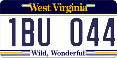 WV license plate 1BU044