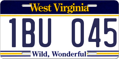 WV license plate 1BU045