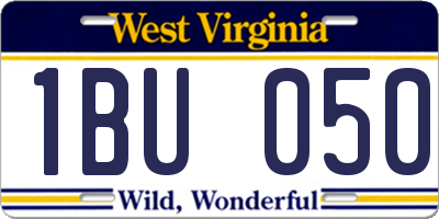 WV license plate 1BU050