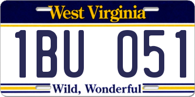 WV license plate 1BU051