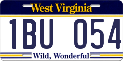 WV license plate 1BU054