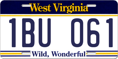 WV license plate 1BU061