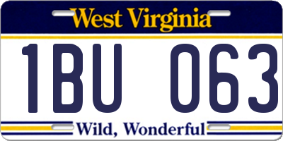 WV license plate 1BU063