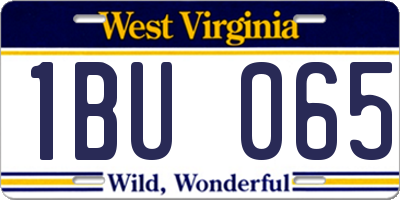 WV license plate 1BU065