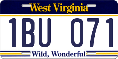 WV license plate 1BU071