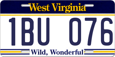 WV license plate 1BU076