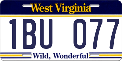 WV license plate 1BU077
