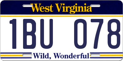 WV license plate 1BU078