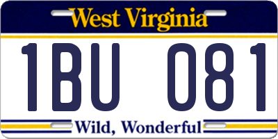 WV license plate 1BU081