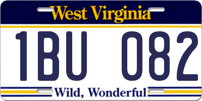 WV license plate 1BU082