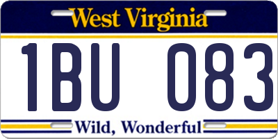 WV license plate 1BU083