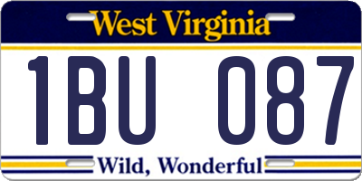 WV license plate 1BU087