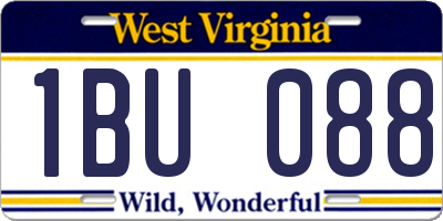 WV license plate 1BU088
