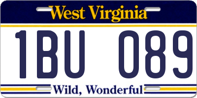 WV license plate 1BU089