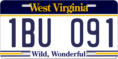 WV license plate 1BU091