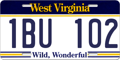 WV license plate 1BU102