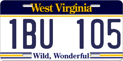 WV license plate 1BU105