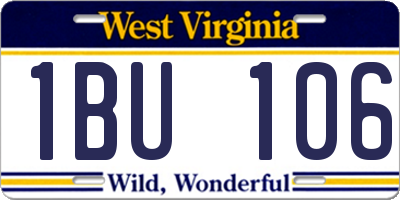 WV license plate 1BU106