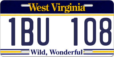 WV license plate 1BU108
