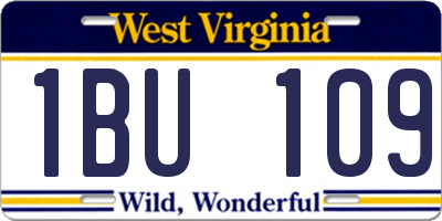 WV license plate 1BU109