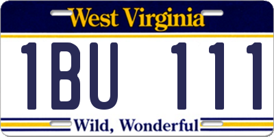 WV license plate 1BU111