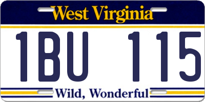 WV license plate 1BU115