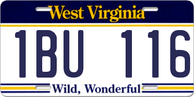 WV license plate 1BU116