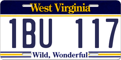 WV license plate 1BU117