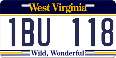 WV license plate 1BU118