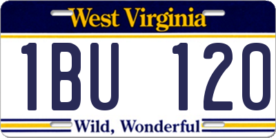 WV license plate 1BU120