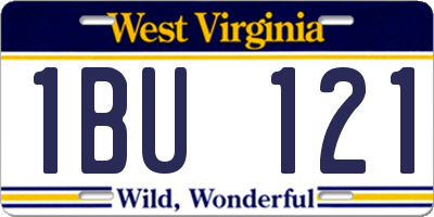 WV license plate 1BU121