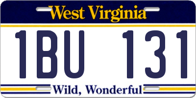 WV license plate 1BU131