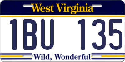 WV license plate 1BU135