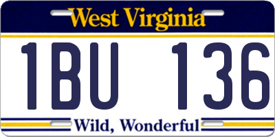 WV license plate 1BU136