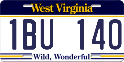 WV license plate 1BU140