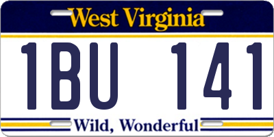 WV license plate 1BU141