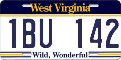 WV license plate 1BU142
