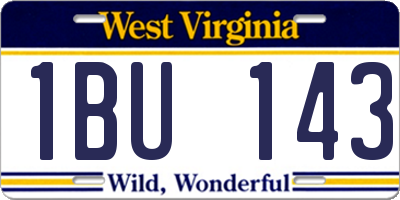 WV license plate 1BU143