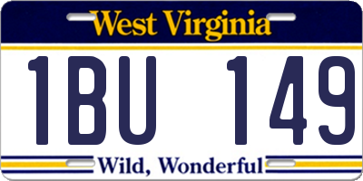 WV license plate 1BU149