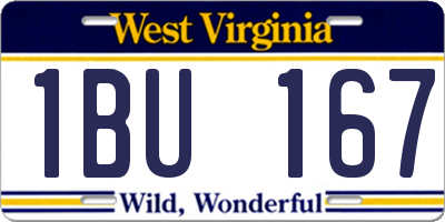 WV license plate 1BU167