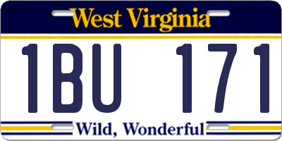 WV license plate 1BU171