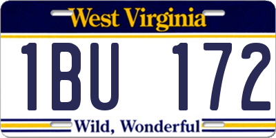 WV license plate 1BU172