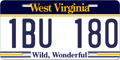 WV license plate 1BU180