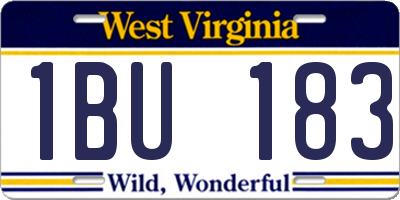 WV license plate 1BU183